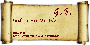 Györgyi Villő névjegykártya